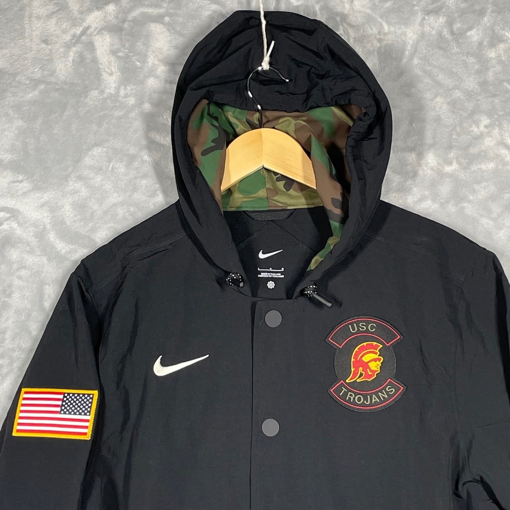 Nike USC Trojans Salute To Service On Field Full Snap Jacket Mens L Black NWOT